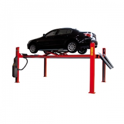 Cầu nâng 4 trụ có bàn nâng bụng kiểm tra góc đặt bánh xe