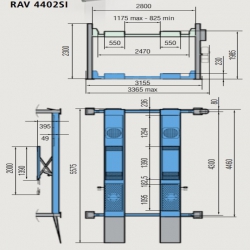 Cầu nâng 4 trụ kiểm tra góc đặt bánh xe có bàn phụ RAV 4402SI
