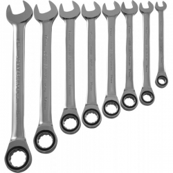 Bộ cờ lê bánh cóc 72 răng 8 chiếc đầu tròng, giá treo nhựa