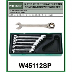 Bộ cờ lê bánh cóc 72 răng 12 chiếc đầu tròng, có khay nhựa